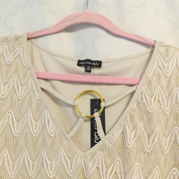Olivia Blu - Cream Laced Poncho Laced Top - 3X (NWT) - Picture 5 of 8
